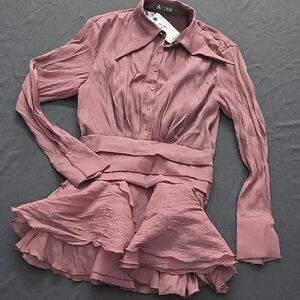 Anewsta Brown Button-Up Dress